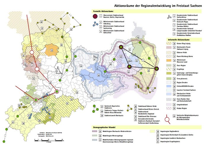 Karte Aktionsräume, zu sehen ist Sachsen 