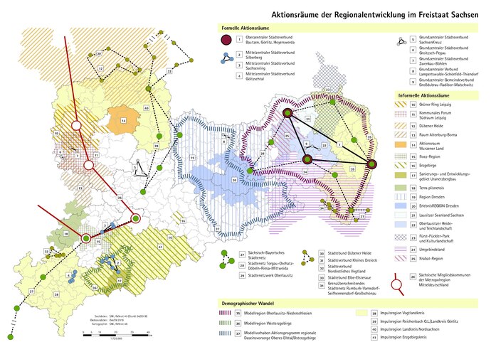 Karte: Aktionsräume der Regionalentwicklung