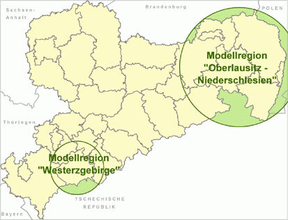 ausgewählte Modellregionen im Freistaat Sachsen (Westerzgebirge und Oberlausitz-Niederschlesien)